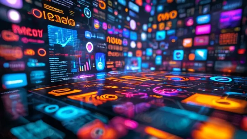 A photorealistic visualization of social media data streams converging into a central analytical dashboard, displaying trending hashtags, influencer networks, and sentiment analysis graphs. The data is vibrant and interconnected, set against a blurred background of diverse social media icons. Professional photography, 8K, cinematic lighting, sharp focus on the dashboard, depth of field, shot on a high-end DSLR.
