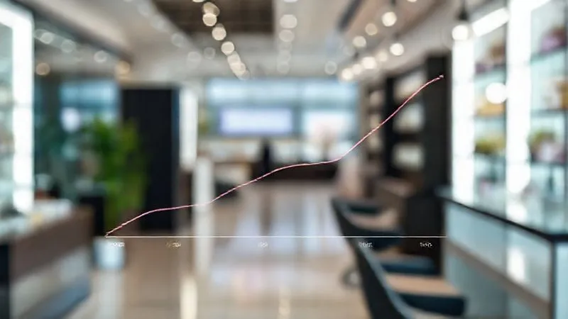 A photorealistic line graph showing two distinct lines. One line (baseline) is relatively flat or slowly increasing, representing 'Traditional Client CLV'. The second line (post-AI) shows a steep, sustained upward trend, representing 'AI-Engaged Client CLV'. The graph is set against a modern, blurred background of a busy, successful beauty clinic. Cinematic lighting, sharp focus on the graph, depth of field, 8K hyper-detailed, shot on a high-end DSLR.