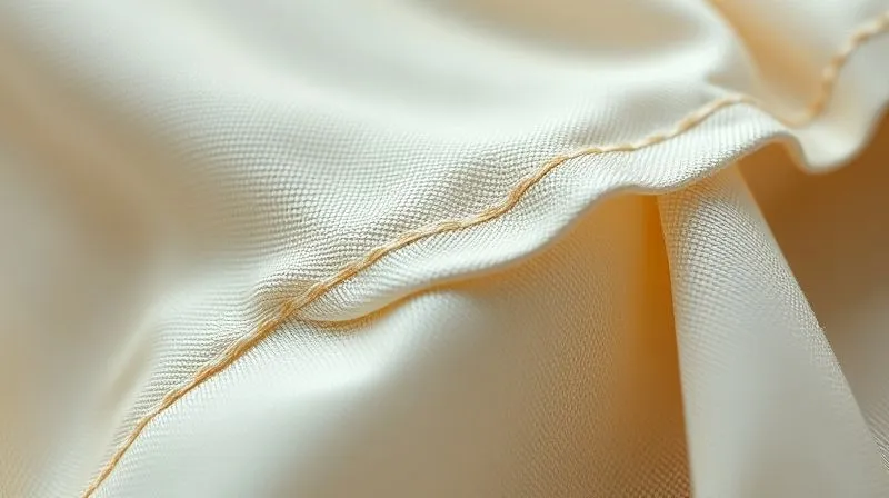 Photorealistic, professional photography, 8K, cinematic lighting, sharp focus, depth of field, shot on a high-end DSLR. A macro shot of a perfectly executed French seam on a vintage silk garment, with tiny, even hand-stitches visible along the edge. The intricate detail and precision are highlighted by soft, directed lighting, emphasizing craftsmanship.