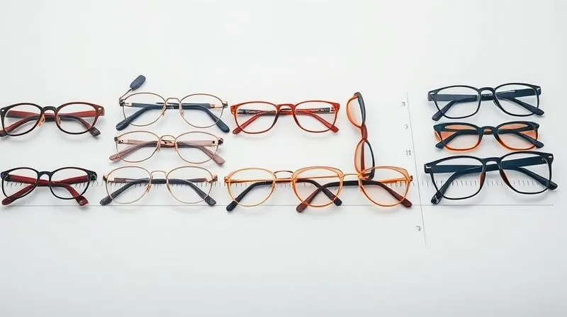 A photorealistic, professional photography shot of a diverse collection of eyewear frames arranged on a timeline, with some frames representing classic, timeless styles and others representing fleeting, vibrant micro-trends, 8K, cinematic lighting, sharp focus, depth of field.