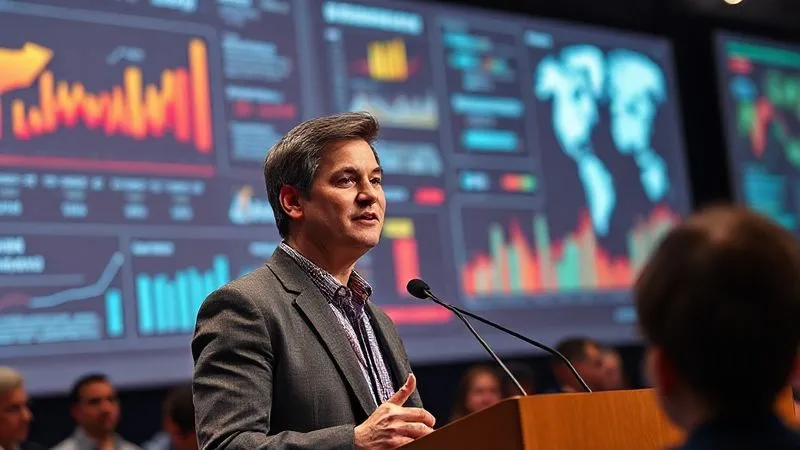 A photorealistic image of a brand representative calmly and confidently addressing a public forum or press conference, with infographics and data projected behind them. The atmosphere is one of transparency and accountability, cinematic lighting, sharp focus on the speaker and data, depth of field, professional photography, 8K hyper-detailed.