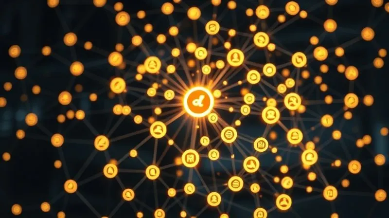 A complex, interconnected diagram of a footwear supply chain, with glowing nodes representing key impact points, stretching from raw material sourcing (e.g., rubber trees, cotton fields) to manufacturing plants and retail stores. Photorealistic, professional photography, 8K, cinematic lighting, sharp focus on the central nodes, depth of field blurring the periphery, shot on a high-end DSLR, conveying transparency and intricate connections.