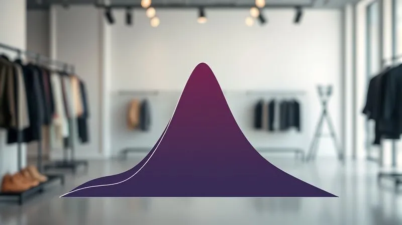 A photorealistic, professional photography, 8K, cinematic lighting, sharp focus, depth of field image of a stylized graph showing a sharp, steep peak followed by an equally sharp decline, representing a fleeting fashion trend. Below it, a smoother, more gradual curve represents a classic, enduring style. The background is a minimalist fashion studio.