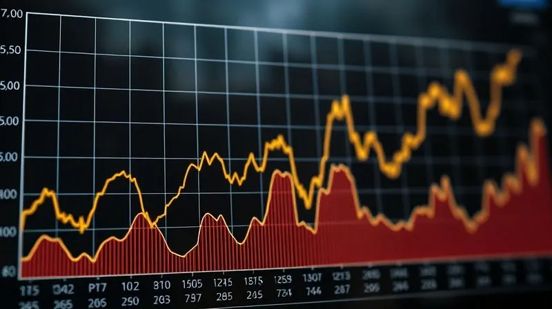 A photorealistic depiction of a detailed, analytical graph showing fluctuating market prices of a popular hypebeast item over time, with clear peaks and troughs, illustrating market volatility and the need for adaptive strategies. Professional photography, 8K, cinematic lighting, sharp focus, depth of field, shot on a high-end DSLR.