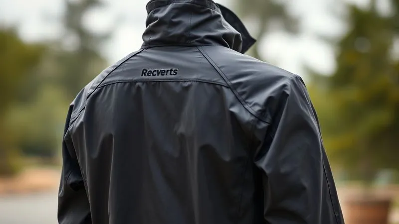 A photorealistic image of an activewear jacket on a mannequin, highlighting strategically placed pit zips and back vents with a visible mesh lining. The background is a blurred, dynamic outdoor environment. Professional photography, 8K, cinematic lighting, sharp focus on the jacket's features, depth of field, shot on a high-end DSLR.