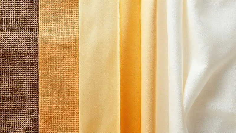 A sequence of fabric swatches, transitioning from rough burlap to soft silk, meticulously arranged in a gradient, natural light highlighting the varying textures, photorealistic, professional photography, 8K, cinematic lighting, sharp focus, depth of field, shot on a high-end DSLR.