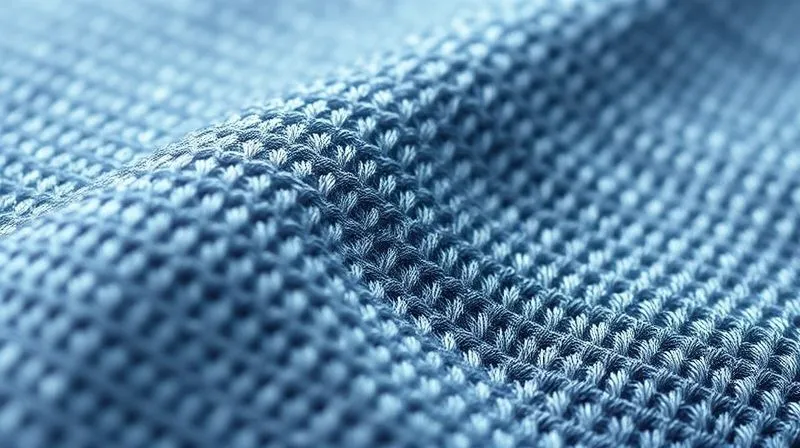 photorealistic, professional photography, 8K, cinematic lighting, sharp focus, depth of field, shot on a high-end DSLR. A close-up, macro shot of a highly textured, innovative activewear fabric, showing intricate weave patterns and subtle sheen, with light catching individual fibers to highlight advanced material technology.