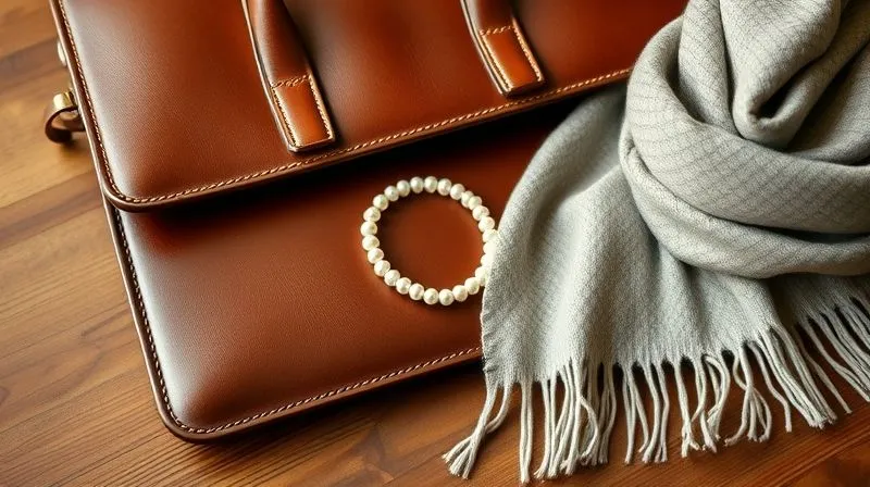 A photorealistic shot of three distinct luxury items – a classic leather briefcase, a simple pearl necklace, and a high-quality cashmere scarf – arranged elegantly on a wooden table, each representing timeless investment pieces, with soft, natural light, sharp focus on the textures, depth of field, 8K hyper-detailed, professional photography, shot on a high-end DSLR.