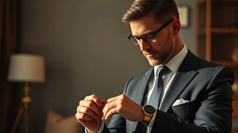 A photorealistic image depicting a discerning high-end client, elegantly dressed, examining a finely crafted accessory with a thoughtful expression in a minimalist, luxurious setting. Soft, natural light illuminates the scene, sharp focus on the client's expression and the accessory, depth of field blurring the background, 8K, professional photography, cinematic lighting, shot on a high-end DSLR.