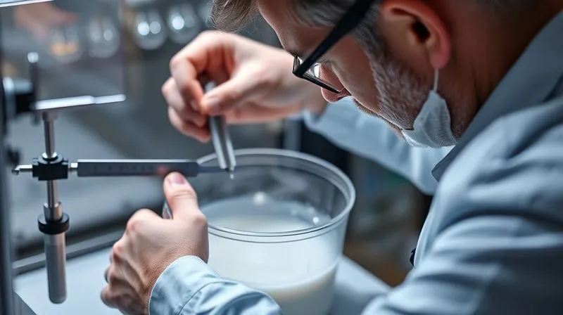 A photorealistic image of a jeweler carefully mixing a high-temperature investment compound in a vacuum mixer, ensuring no air bubbles are introduced. The setup is clean and professional, with precise measuring tools visible. Cinematic lighting, sharp focus on the mixing process, depth of field. Professional photography, 8K hyper-detailed, shot on a high-end DSLR.