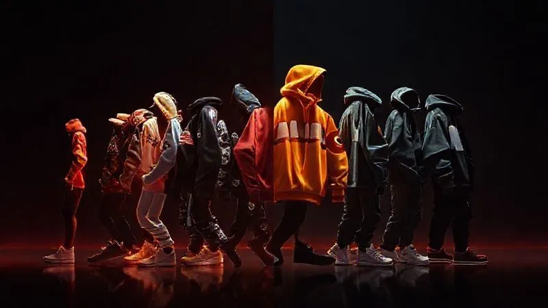 A photorealistic image depicting a visual timeline of a streetwear brand's evolution. On one side, classic, archival designs are subtly blending into modern, innovative pieces on the other, connected by an abstract, glowing narrative thread. Cinematic lighting, sharp focus, depth of field, 8K hyper-detailed, professional photography, shot on a high-end DSLR.