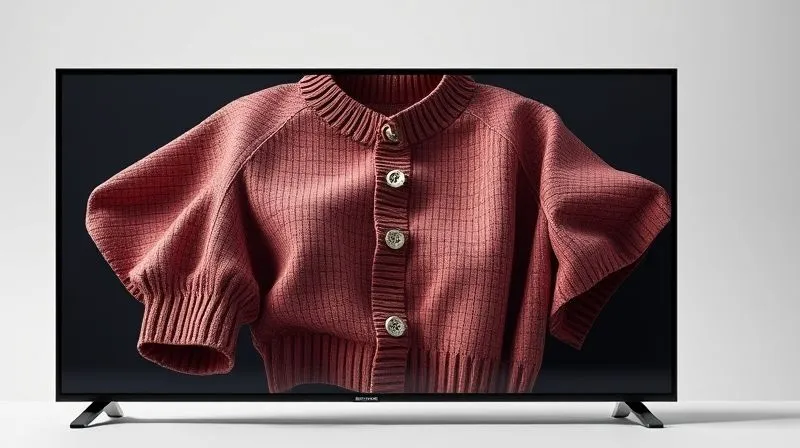 Photorealistic 3D model of a high-quality garment asset being rendered on a screen, showing intricate fabric details, professional studio lighting, 8K.