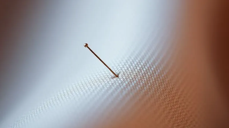 A macro shot of a needle performing an invisible micro-stitch on a delicate haute couture fabric, the thread seamlessly disappearing into the textile, showcasing the precision and skill involved, photorealistic, professional photography, 8K, cinematic lighting, sharp focus, depth of field, shot on a high-end DSLR.