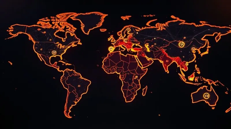A photorealistic, stylized world map glowing with interconnected lines and symbols representing intellectual property rights (copyright, patent, trademark icons) spreading across continents. The map is overlaid with a subtle, intricate jewelry pattern. Cinematic lighting, sharp focus, depth of field, 8K hyper-detailed, professional photography.
