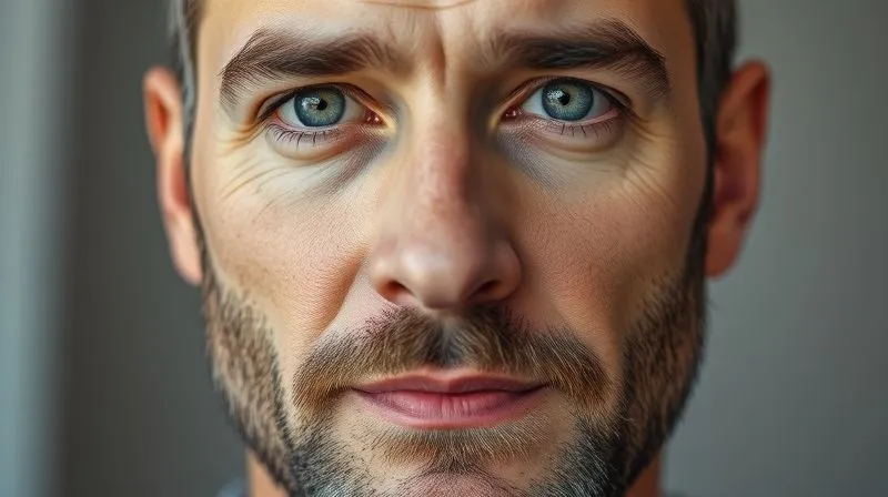 A photorealistic close-up of a well-groomed man, mid-40s, with a perfectly trimmed beard and neat haircut. His eyes convey confidence and focus. Soft, professional lighting, sharp focus on his face, depth of field, 8K, professional photography, shot on a high-end DSLR.