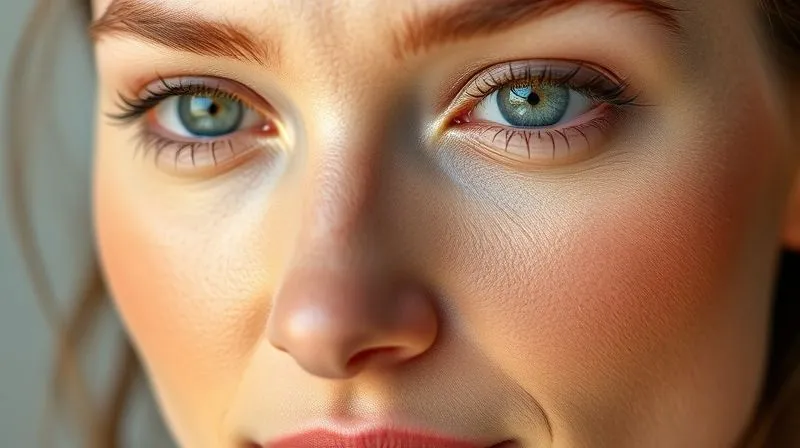 A close-up of a perfectly prepped face with a subtle glow, ready for makeup application, showcasing healthy, hydrated skin with a soft focus on the skin texture. photorealistic, professional photography, 8K, cinematic lighting, sharp focus, depth of field, shot on a high-end DSLR.