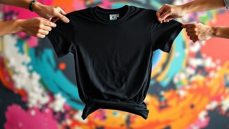 A photorealistic image of a single, distinctive streetwear t-shirt being stretched thin and distorted by many hands pulling it in different directions, symbolizing the pressures of unchecked growth on brand identity. The background is a blur of abstract, chaotic colors. Cinematic lighting, sharp focus on the shirt, depth of field, 8K, professional photography, shot on a high-end DSLR.