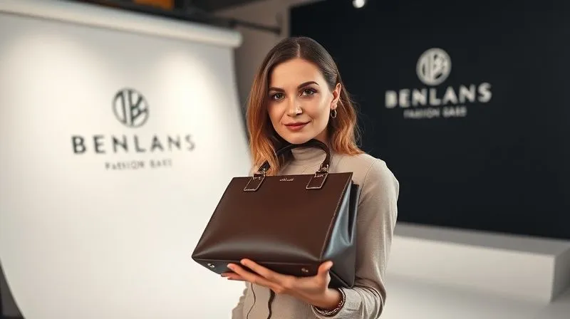 photorealistic, professional photography, 8K, cinematic lighting, sharp focus, depth of field, shot on a high-end DSLR. A stylish female fashion blogger, mid-shot, confidently presenting a luxury handbag to the camera, with a chic, minimalist studio backdrop featuring subtle branding from a high-end fashion label. The blogger's expression is engaging and professional, embodying a successful brand partnership. The lighting is soft and flattering, emphasizing the quality of the product and the blogger's polished image.