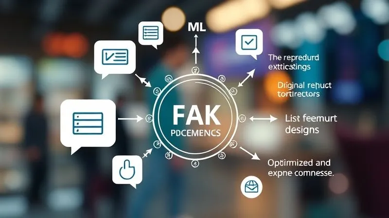 photorealistic, professional photography, 8K, cinematic lighting, sharp focus, depth of field, shot on a high-end DSLR. A stylized infographic showing various channels of customer feedback (speech bubbles, survey forms, social media icons) converging into a central data processing hub, with arrows pointing towards improved product designs and optimized e-commerce processes. The overall image is clean and modern, emphasizing data flow and improvement.