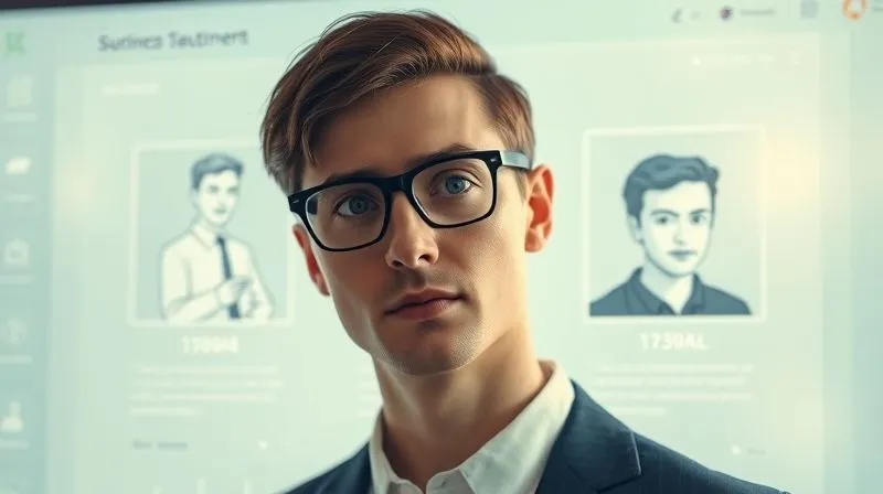 A photorealistic image of three distinct, subtly drawn, professional-looking persona profiles on a sleek digital interface, each representing a different minimalist accessory audience segment (e.g., 'Eco-Conscious Professional,' 'Travel Enthusiast,' 'Classic Investor'), with data points and a focused, analytical gaze from a person in the foreground, cinematic lighting, sharp focus, depth of field, 8K, shot on a high-end DSLR.