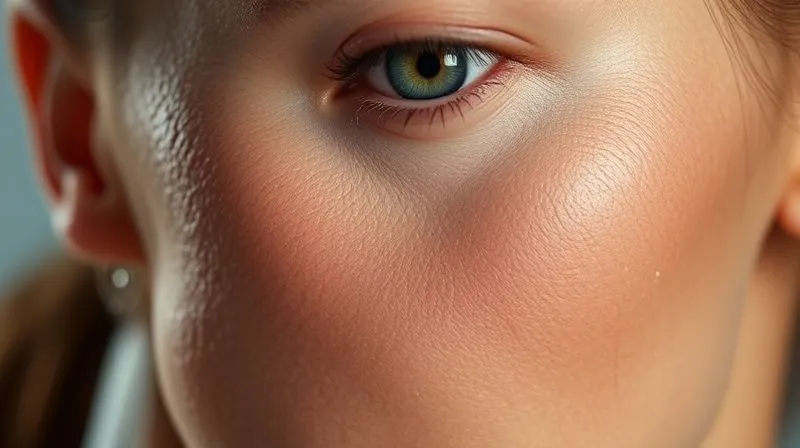 A photorealistic close-up of a model's face, her skin texture beautifully illuminated by soft, diffused studio lighting coming from a large octabox, showing subtle pores and natural contours, shot on a high-end DSLR with shallow depth of field, 8K, professional beauty photography.