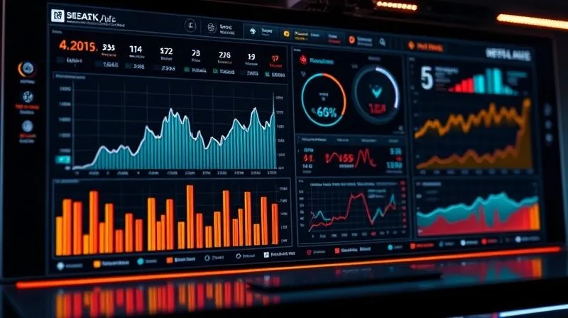 A sleek, futuristic data dashboard displaying real-time sneaker sales metrics and trend forecasts, with glowing charts and graphs, photorealistic, professional photography, 8K, cinematic lighting, sharp focus, depth of field, shot on a high-end DSLR.