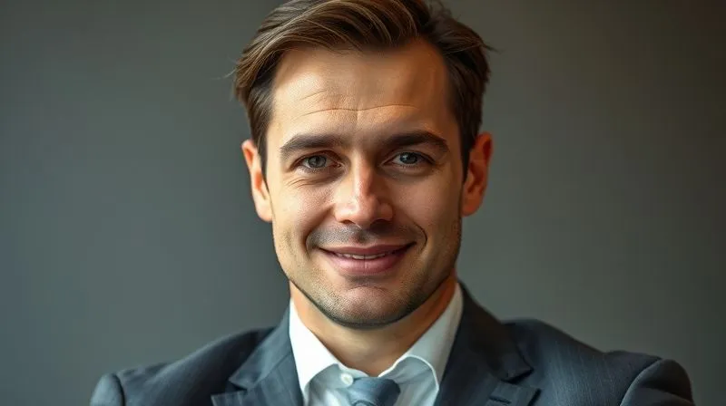 A confident, well-groomed man in professional attire, smiling subtly, looking directly at the camera with clear, smooth skin, conveying professionalism and comfort. Professional photography, 8K, cinematic lighting, sharp focus, depth of field, shot on a high-end DSLR.