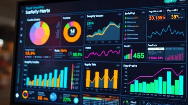 photorealistic, professional photography, 8K, cinematic lighting, sharp focus, depth of field, shot on a high-end DSLR, a sophisticated digital dashboard displaying various safety metrics, compliance status, and supply chain risk assessments for children's products. The screen is vibrant with graphs and data points, reflecting proactive risk management.