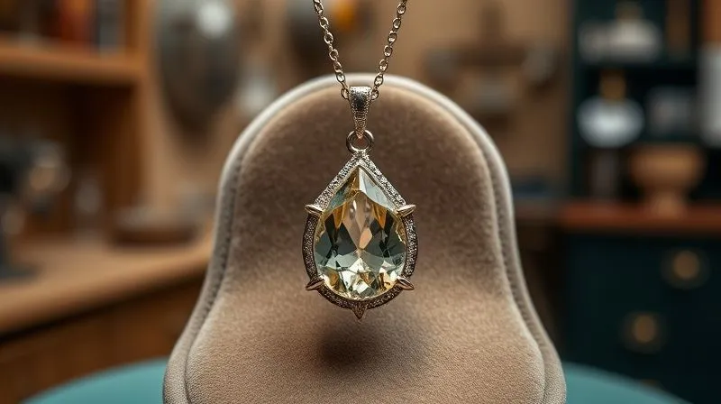A photorealistic, professional photography shot of a stunning, unique custom-designed pendant featuring an unusual gemstone, meticulously crafted and displayed on a luxurious velvet stand. The background is softly blurred, hinting at an exclusive atelier. Cinematic lighting highlights the intricate details, sharp focus, depth of field, 8K, shot on a high-end DSLR.