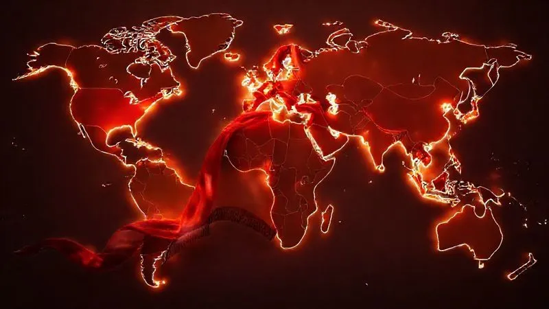 A photorealistic, professional photograph of a stylized world map with glowing lines connecting different continents, subtly highlighting fashion capitals or emerging luxury markets. Luxurious silk scarves are draped across the map, suggesting global reach and opportunity, with cinematic lighting and sharp focus. 8K hyper-detailed, shot on a high-end DSLR.