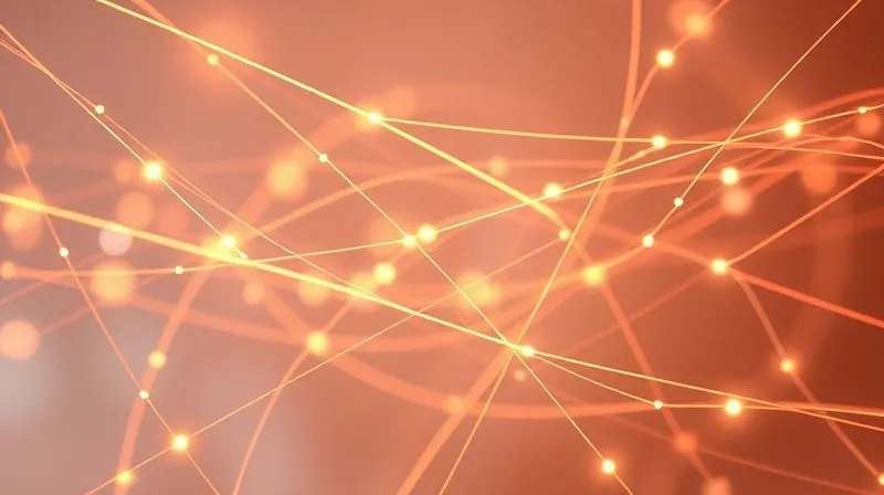 A photorealistic abstract representation of brand loyalty and customer connection, with intertwined glowing lines forming a strong, stable network, against a soft, fashion-inspired background. 8K, cinematic lighting, depth of field, shot on a high-end DSLR.