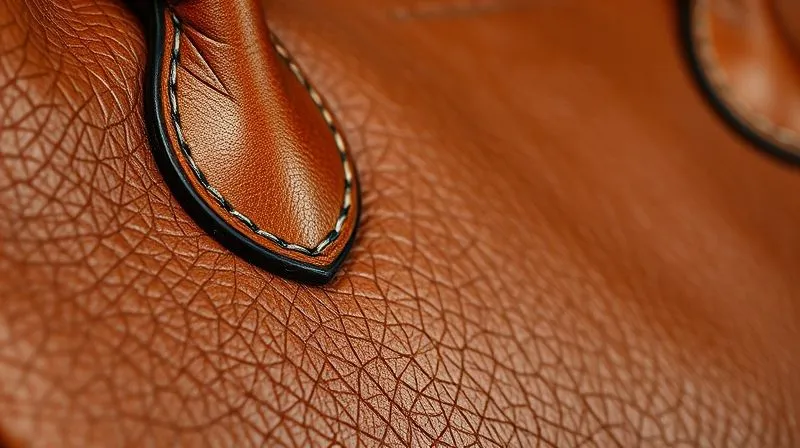 A close-up, photorealistic, professional photography shot of intricate, even stitching on a vintage designer leather handbag. The leather shows a rich, authentic patina. Cinematic lighting highlights the texture and precision, with sharp focus on the stitches and a soft depth of field. 8K hyper-detailed, shot on a high-end DSLR.