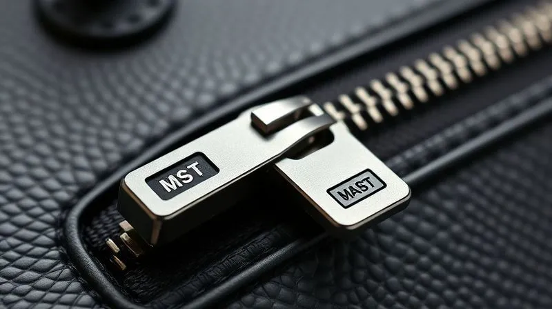 A photorealistic close-up of a luxury handbag's zipper, showing a branded pull tab, perfectly smooth teeth, and a seamless glide, captured with cinematic lighting, sharp focus on the mechanism, depth of field, 8K hyper-detailed. The image conveys precision and quality engineering.