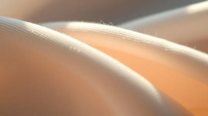 photorealistic, professional photography, 8K, cinematic lighting, sharp focus, depth of field, shot on a high-end DSLR. Extreme close-up of two distinct fabric swatches, one clearly soft and breathable organic cotton, the other a slightly rougher, less breathable synthetic blend. Emphasize the tactile difference through dramatic light and shadow, with the soft fabric appearing inviting and gentle, and the synthetic fabric showing a subtle, less comfortable texture.