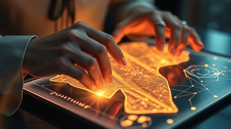 A photorealistic close-up of a digital fashion designer's hands meticulously crafting a complex virtual garment on a glowing holographic tablet, with subtle blockchain network lines overlaying the design, symbolizing creation and protection, 8K, cinematic lighting, sharp focus, depth of field.