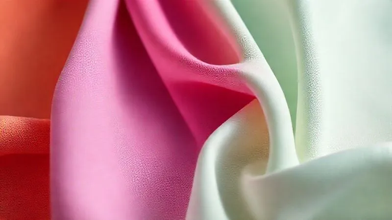 A vibrant, abstract composition showcasing various sustainable activewear fabric swatches: a swatch of recycled polyester, organic cotton, TENCEL™ Lyocell, and a modern bio-based synthetic fabric. Each swatch has a distinct texture and subtle sheen, arranged aesthetically with soft, cinematic light highlighting their qualities. Photorealistic, professional photography, 8K, sharp focus, depth of field, shot on a high-end DSLR.