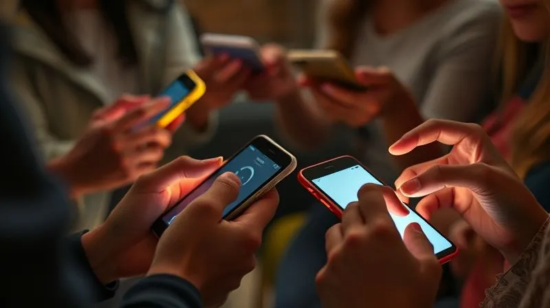 A photorealistic, professional photography, 8K, cinematic lighting, sharp focus, depth of field, shot on a high-end DSLR of a diverse group of people's hands holding smartphones, actively typing and scrolling through ethical beauty forums and review sites, with a subtle glow emanating from the screens, symbolizing collective action and shared knowledge against greenwashing.