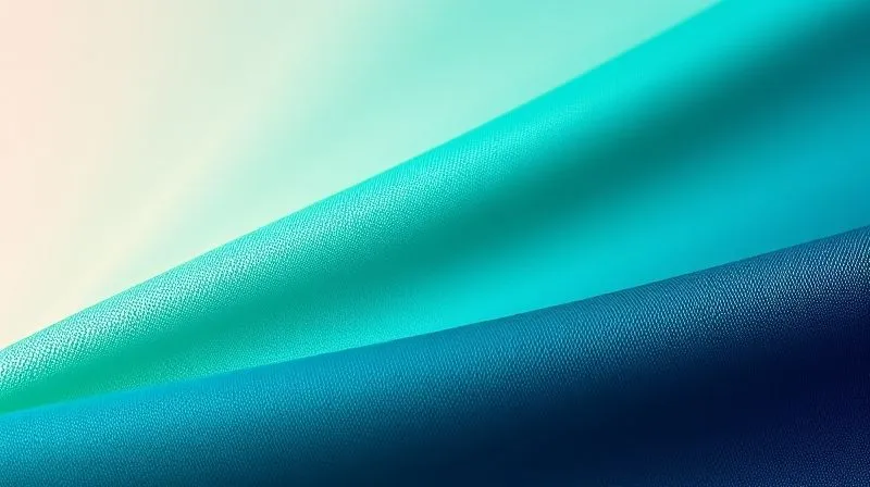 A photorealistic image showing a color gradient from muted beige and pale blue transitioning smoothly to a vibrant emerald green and deep navy blue, displayed on elegant fabric swatches, creating a visual metaphor for character evolution. Professional photography, 8K, cinematic lighting, sharp focus on the fabric textures, depth of field blurring the background, shot on a high-end DSLR.
