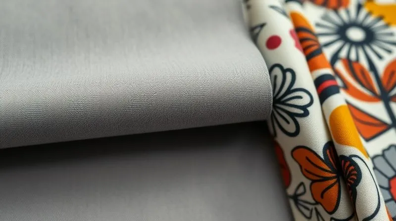 A photorealistic close-up of a series of fabric swatches arranged to show a progression: starting with a plain, solid grey fabric, gradually transitioning to a subtle pinstripe, then a delicate floral pattern, and finally a bold, abstract geometric print. The textures are rich, with cinematic lighting highlighting the details and sharp focus. Professional photography, 8K, depth of field, shot on a high-end DSLR.