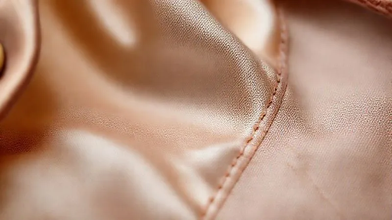 A close-up, macro photorealistic image of the interior of a vintage haute couture garment, showcasing intricate hand-stitching on a silk lining. The tiny, even stitches are perfectly aligned, revealing a Hong Kong seam finish. Cinematic lighting highlights the texture of the fabric and the precision of the needlework, with sharp focus and shallow depth of field. 8K hyper-detailed, shot on a high-end DSLR.