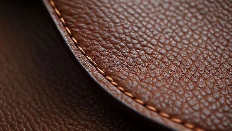 A detailed, photorealistic image showcasing the exquisite, hand-stitched saddle stitching on a piece of rich, textured Hermès leather, highlighting the slight irregularity and strength characteristic of artisan craftsmanship. 8K, cinematic lighting, sharp focus, depth of field.