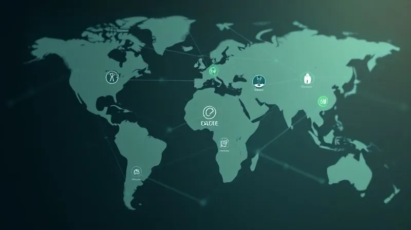 A network of interconnected global lines overlaying a subtle map of the world, with various sustainable fashion logos and certification symbols subtly integrated, representing global collaboration and shared knowledge in ethical sourcing. Photorealistic, professional photography, 8K, cinematic lighting, sharp focus, depth of field, shot on a high-end DSLR, emotionally resonant.