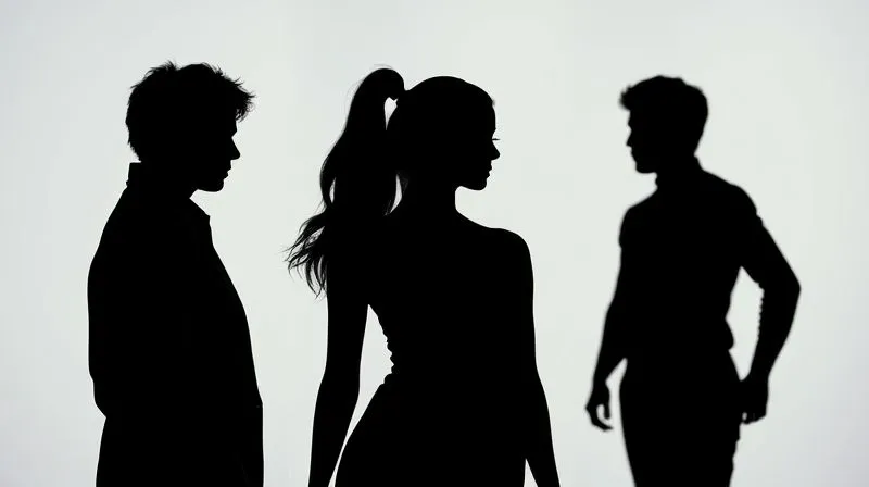 A photorealistic professional photography shot illustrating three distinct character silhouettes. The first is rigid and narrow, enclosed in a dark, structured garment. The second is slightly softened, with flowing lines and a more relaxed posture. The third is expansive and confident, with a broad, powerful outline. Cinematic lighting, sharp focus on the forms, depth of field, 8K hyper-detailed, shot on a high-end DSLR.