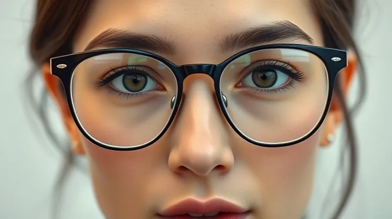 A photorealistic close-up of a pair of well-fitted optical frames on a narrow face, demonstrating the ideal alignment of the frame's temples with the wearer's facial width. The frames are subtly elegant, with soft cinematic lighting, sharp focus on the fit points, 8K detail.