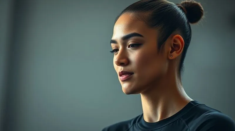Photorealistic, professional photography, 8K, cinematic lighting, sharp focus, depth of field, shot on a high-end DSLR. An elite athlete in deep concentration, eyes closed or gazing intently into the distance, with a subtle, serene smile. They are wearing perfectly fitted, specialized activewear that appears to seamlessly blend with their body, almost invisible. The background is a soft, ethereal blur of a training environment, with gentle light highlighting their focused expression, conveying a sense of mental clarity, confidence, and comfort.