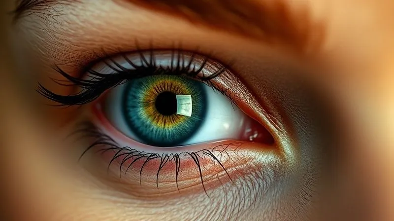 A photorealistic close-up of a glamorous woman's eye, showcasing a beautifully enhanced natural-looking green colored contact lens. The iris has intricate details and a soft limbal ring, blending seamlessly with her skin tone. Professional photography, 8K, cinematic lighting, sharp focus, depth of field, shot on a high-end DSLR.