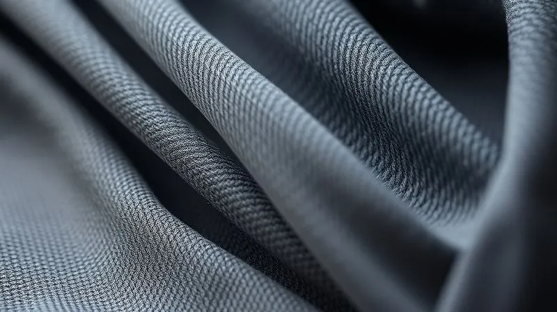 A close-up, photorealistic, professional photography, 8K image showcasing a variety of high-performance activewear fabrics, including moisture-wicking synthetics and breathable blends, textured and layered, with soft, natural lighting, sharp focus on the fabric weave, depth of field, shot on a high-end DSLR.