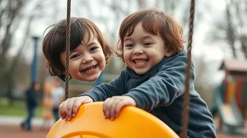 A photorealistic shot of a young child (around 4-5 years old) happily playing on a playground, perhaps climbing a small structure or swinging. They are wearing durable, well-fitting, practical clothing that allows for full range of motion. The focus is on the child's comfortable movement and the clothing's ability to flex. Cinematic lighting, sharp focus, depth of field, 8K hyper-detailed, professional photography, shot on a high-end DSLR.