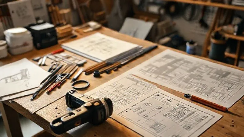 A photorealistic, professional photography, 8K, cinematic lighting, sharp focus, depth of field, shot on a high-end DSLR, a meticulously organized workbench with design sketches, timestamped photos, and a copyright registration certificate prominently displayed. Soft, warm light illuminates the scene, suggesting diligence and preparation.