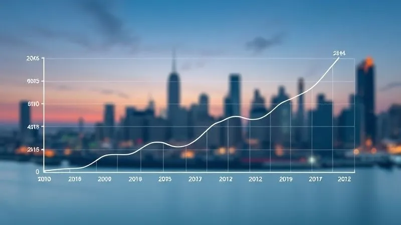 A photorealistic 3D line graph showing a positive upward trend for 'Brand Perceived Value' over time, with clear, elegant axes and data points, against a subtly blurred background of a sophisticated city skyline at dusk. Cinematic lighting, sharp focus, 8K hyper-detailed, professional photography.